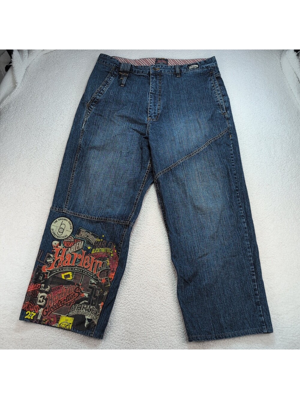 Platinum FUBU Harlem Globetrotters Jeans Mens 40x34 Baggy Y2K Denim